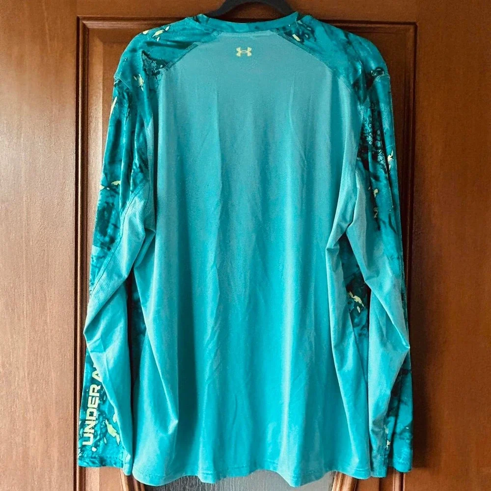 Under armour XL men's rash guard teal/gold EUC‎